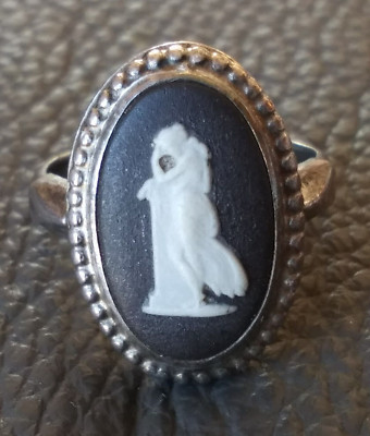 Vintage Unique Sterling Silver Wedgwood Black Jasperware Cameo Ring Size 6 | eBay | eBay US