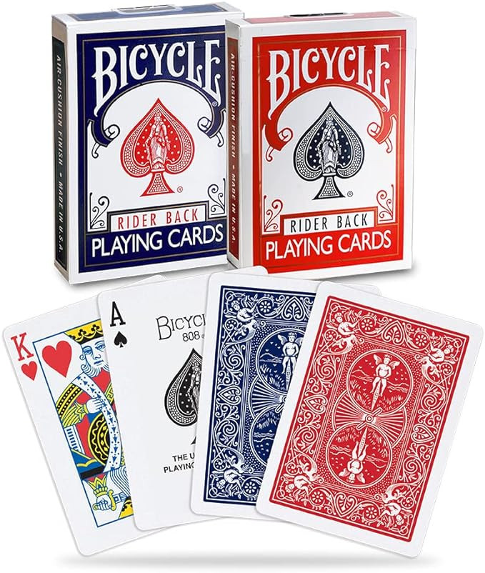 Bicycle Rider Back Playing Cards, Standard Index, Poker Cards, Premium Playing Cards, Red & Blue,... | Amazon (US)