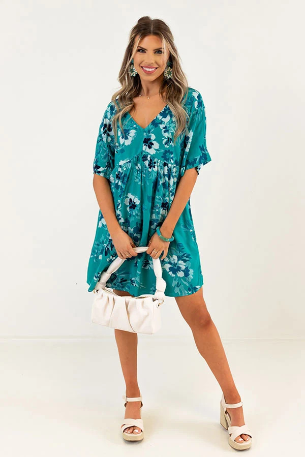 Try To Resist Babydoll Dress In Turquoise | Impressions Online Boutique