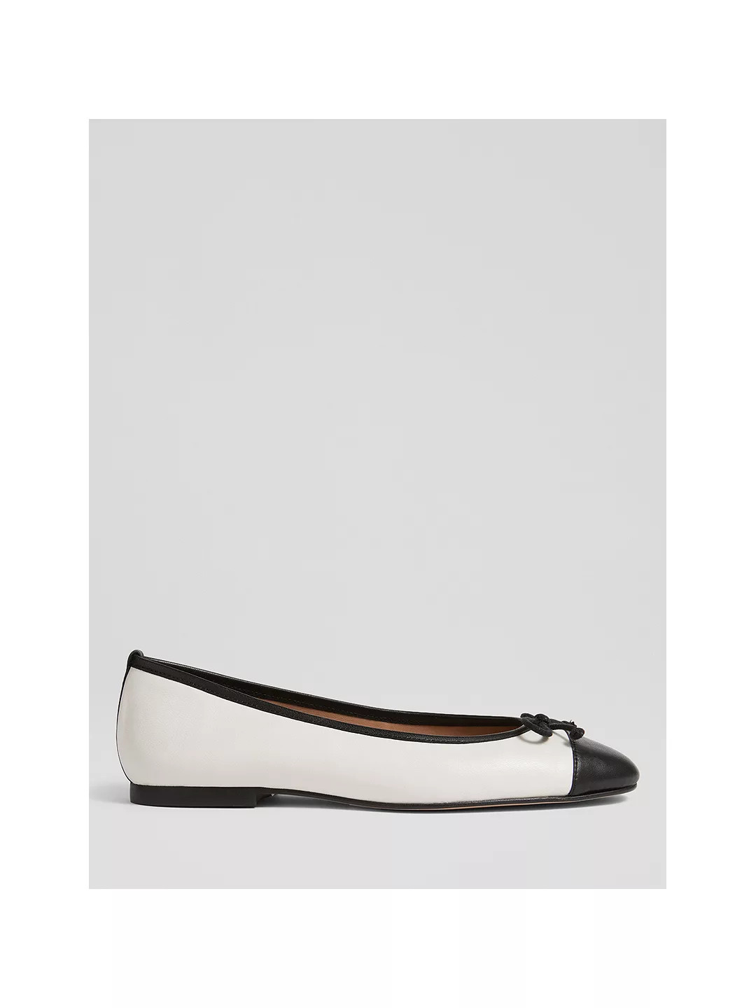 L.K.Bennett Kara Leather And Patent Toe Cap Ballet Pumps, White/Black | John Lewis (UK)