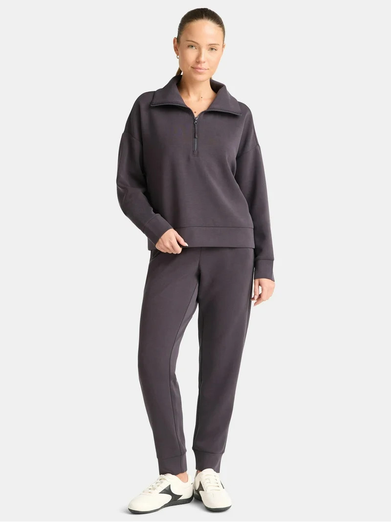 Avia Women's and Women's Plus Knit Quarter Zip Pullover, Sizes XS-4X | Walmart (US)