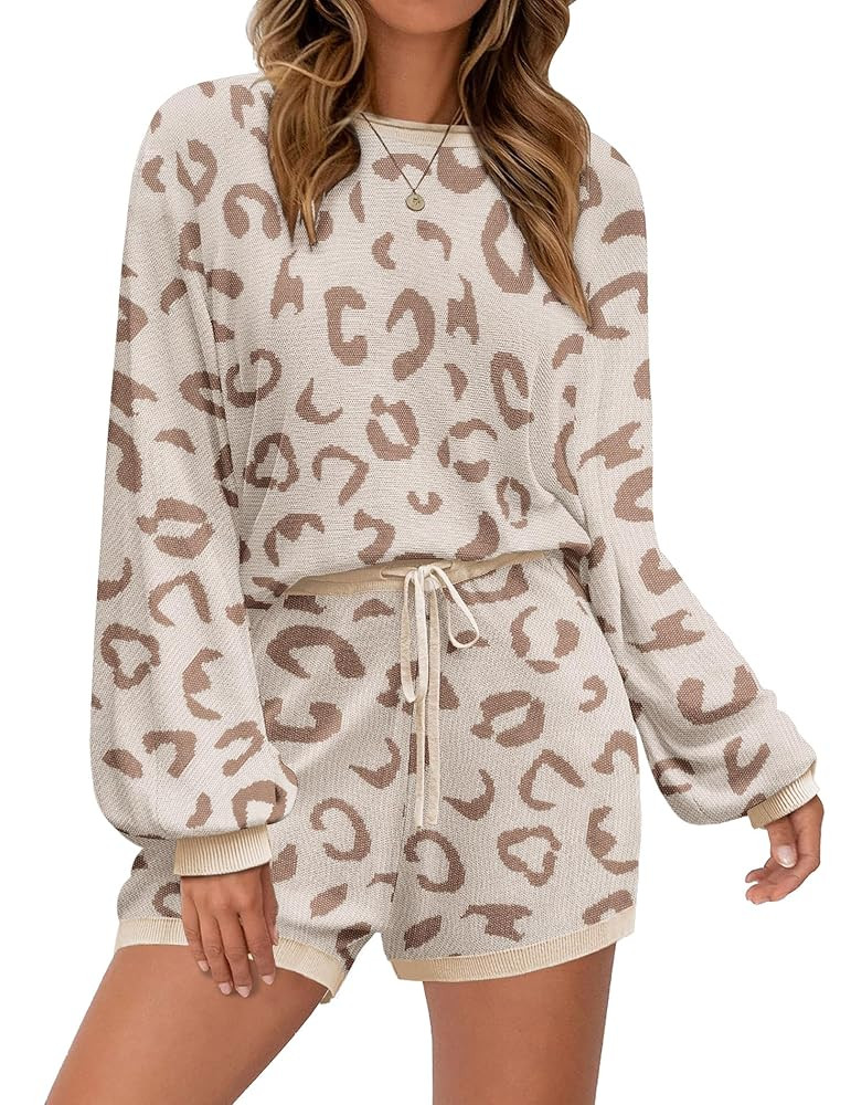 Ekouaer Knit Pajamas Set for Women Lounge Wear Sets Long Sleeve Sweatsuit Matching 2 Piece Outfit... | Amazon (US)