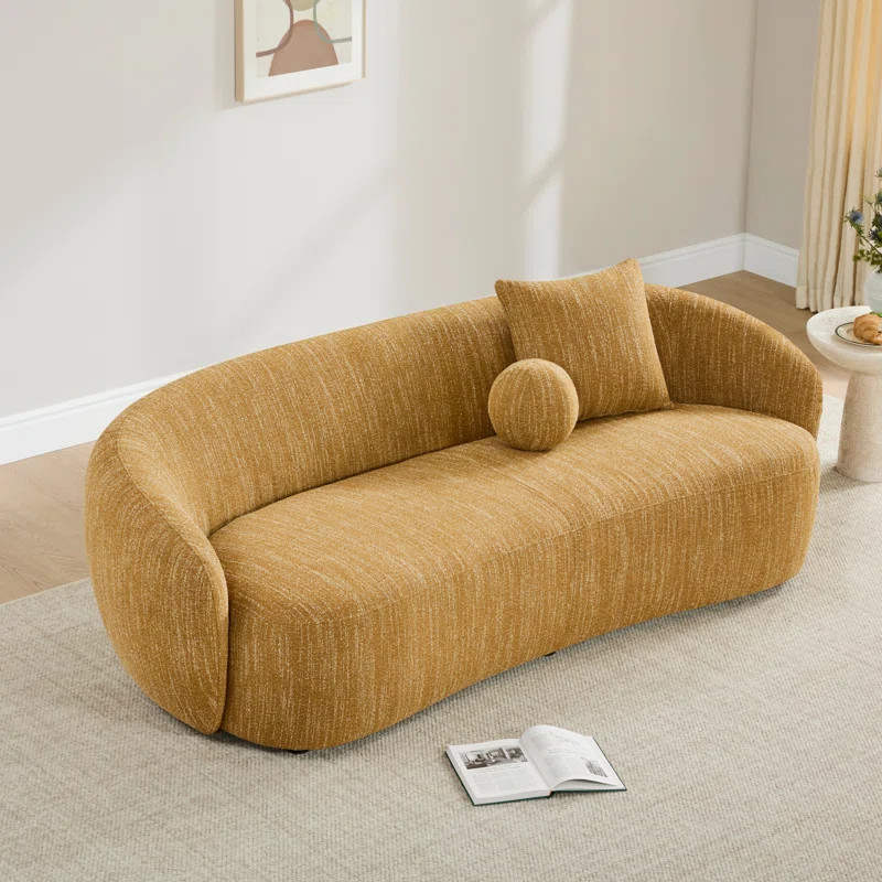 Heidemaria 89'' Boucle Upholstered Curved Sofa | Wayfair North America