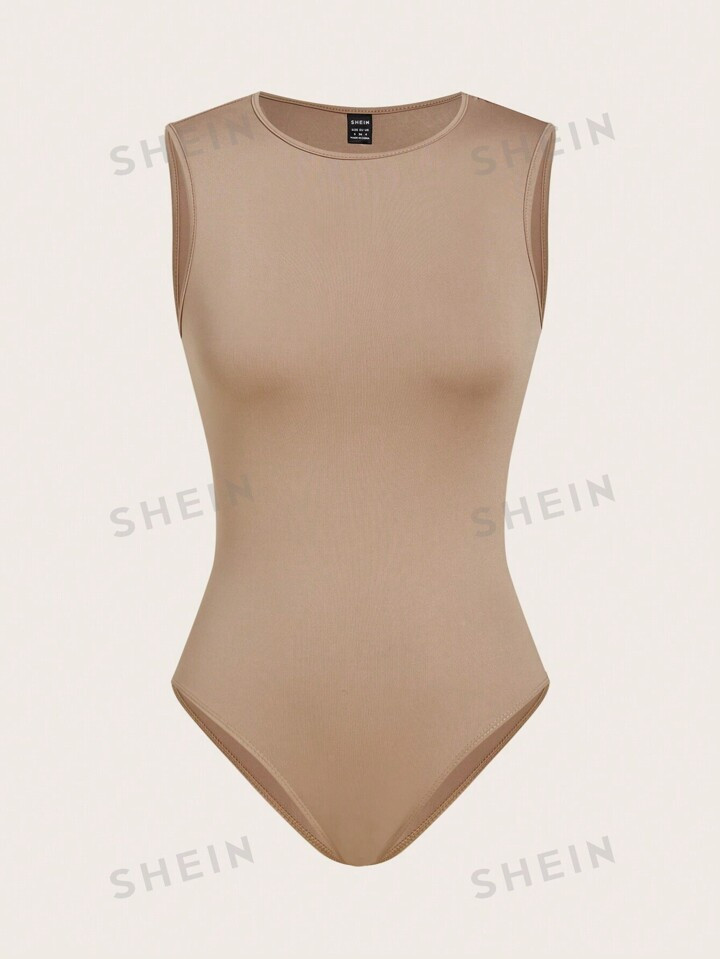 SHEIN BASICS Solid Ribbed Knit Bodysuit | SHEIN