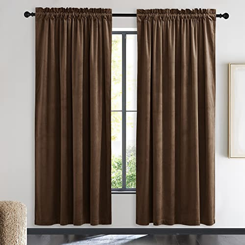 NICETOWN Thermal Insulated Brown Velvet Curtains, Sound Reducing Heavy Matt Solid Room Darkening Drapes/Panels for Holiday (2 Panel Per Pack, 72 inches Long) | Amazon (CA)