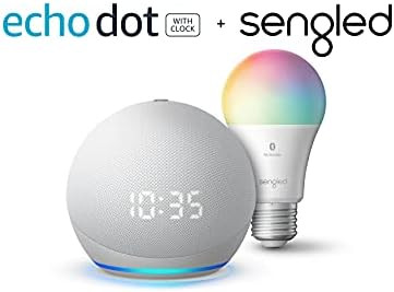 Echo Dot (4th Gen) with Clock with Sengled Color Bulb, Glacier White | Amazon (US)