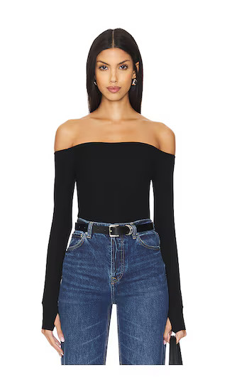 Lanny Off Shoulder Long Sleeve Top Double Layered Top in Black | Revolve Clothing (Global)