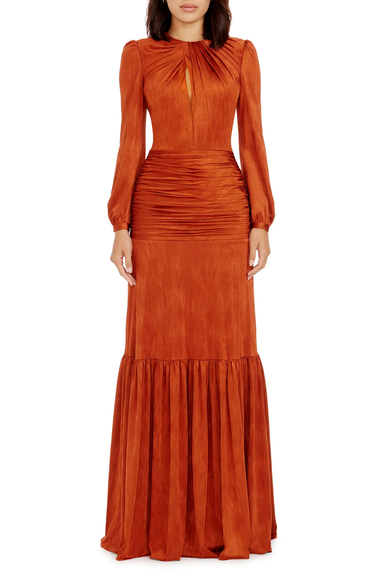 Lucille Pleated Ruched Long Sleeve Gown | Nordstrom