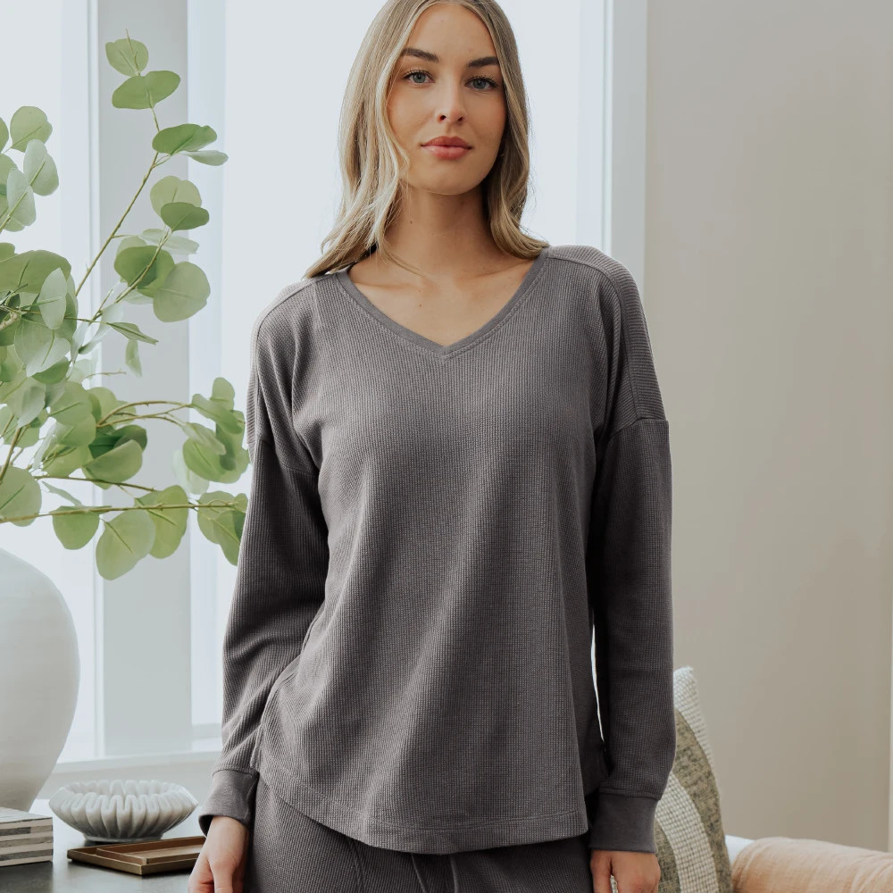 Waffle-Knit Drop Shoulder Long Sleeve | Cariloha