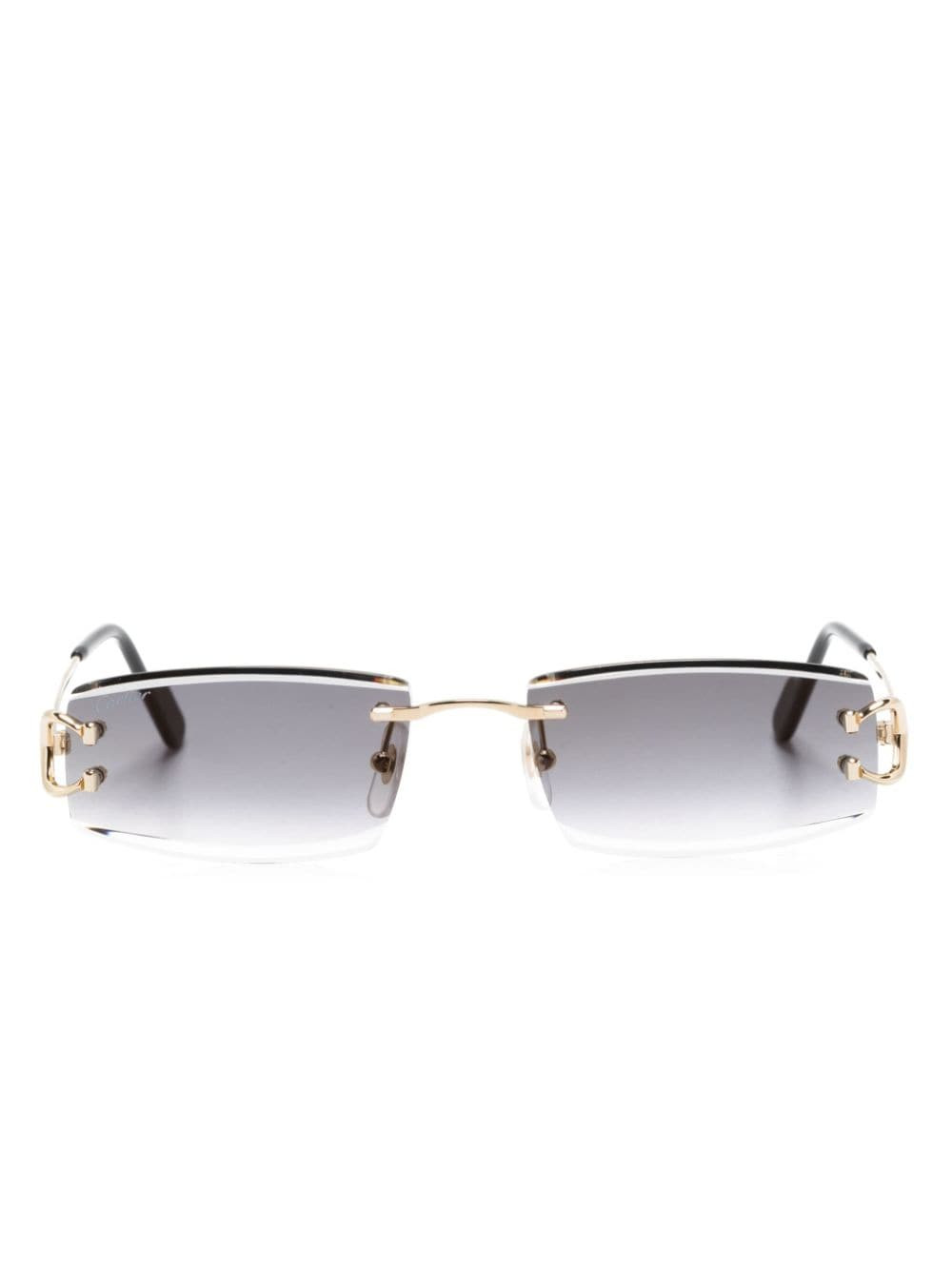 Cartier Eyewear rectangle-frame rimless sunglasses - Gold | Farfetch Global