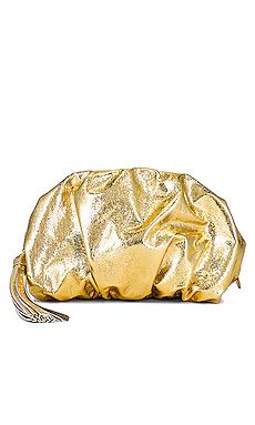 Rebecca Minkoff Ruched Clutch in Solid Gold from Revolve.com | Revolve Clothing (Global)