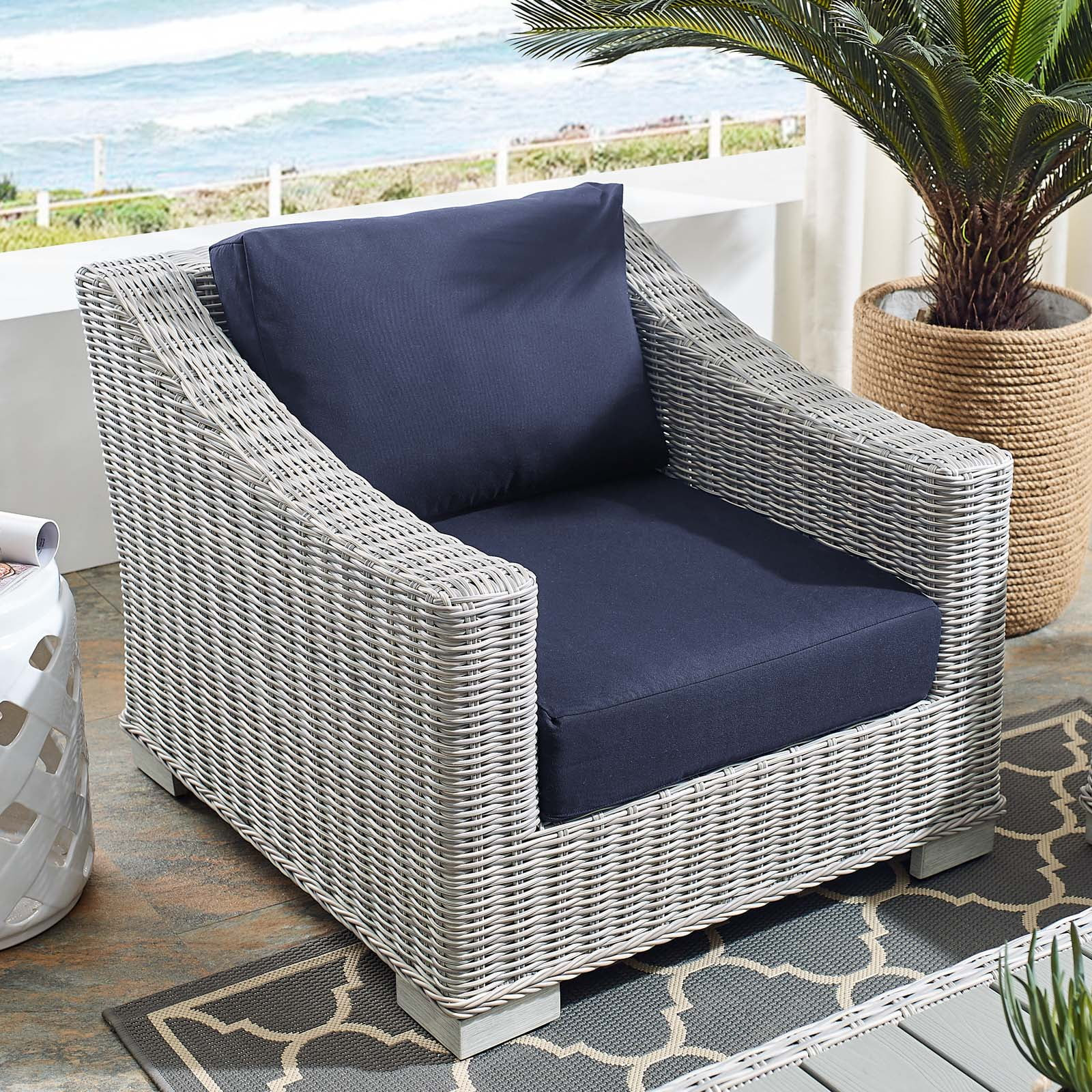 Conway SunbrellaOutdoor Patio Wicker Rattan Armchair-EEI-3972 | Walmart (US)