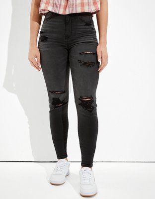 AE Ne(x)t Level Soft Knit Ripped Curvy Super High-Waisted Jegging | American Eagle Outfitters (US & CA)
