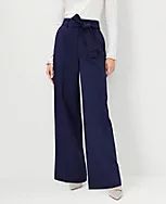 The Tie Waist Wide Leg Pant in Soft Twill | Ann Taylor (US)