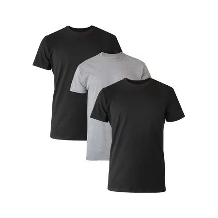 Hanes Men s Comfort Fit Ultra Soft Cotton Black/Grey T-Shirt Undershirts 3 Pack | Walmart (US)