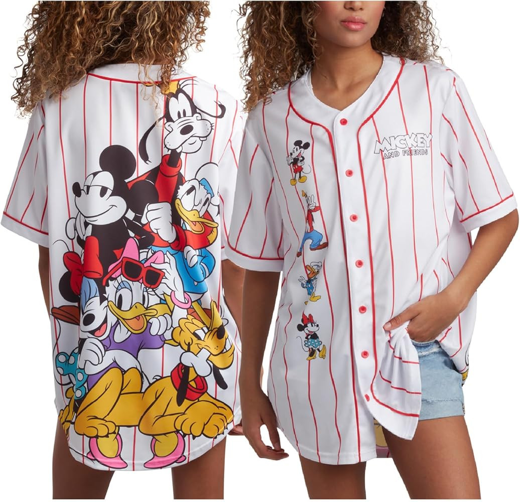Disney Women's Baseball Jersey - Mickey Mouse, Lightning McQueen, Marie, Lilo & Stitch –Basebal... | Amazon (US)