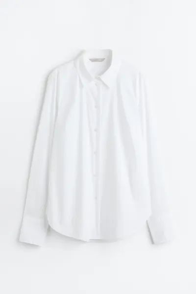 Cotton-blend Shirt - White - Ladies | H&M US | H&M (US + CA)
