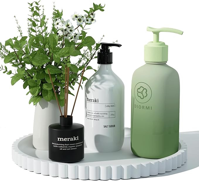 Silicone Bathroom Countertop and Vanity Tray-10 Inch Round Silicone Bathroom Tray, Modern Bathroo... | Amazon (US)