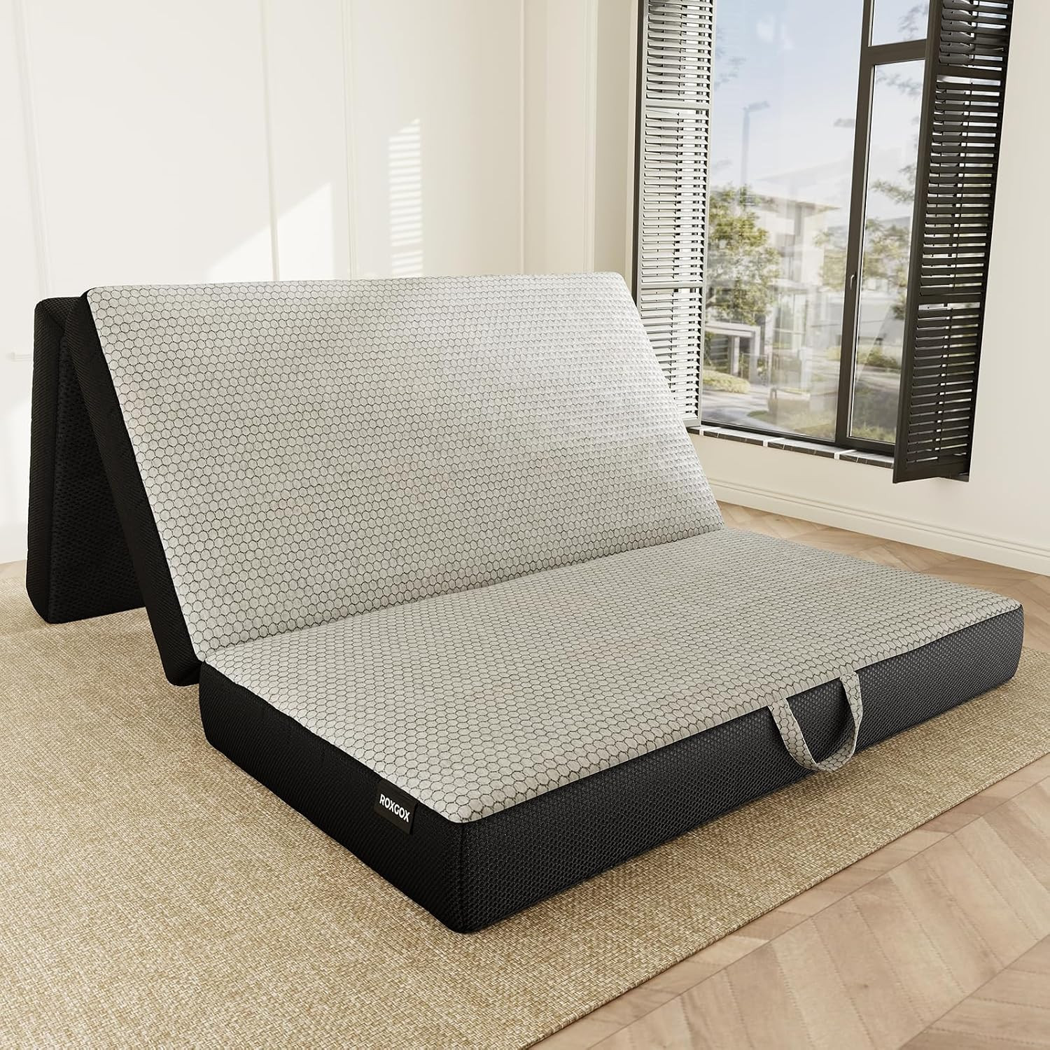 Memory Foam Trifold Mattress, Foldable Mattress Full Size 6 Inch, Portable Floor Bed with Washable Cover, Handle & Non-Slip Bottom, for RV, Travel, Camping, Yoga, 73"x52"x6", Grey | Amazon (US)