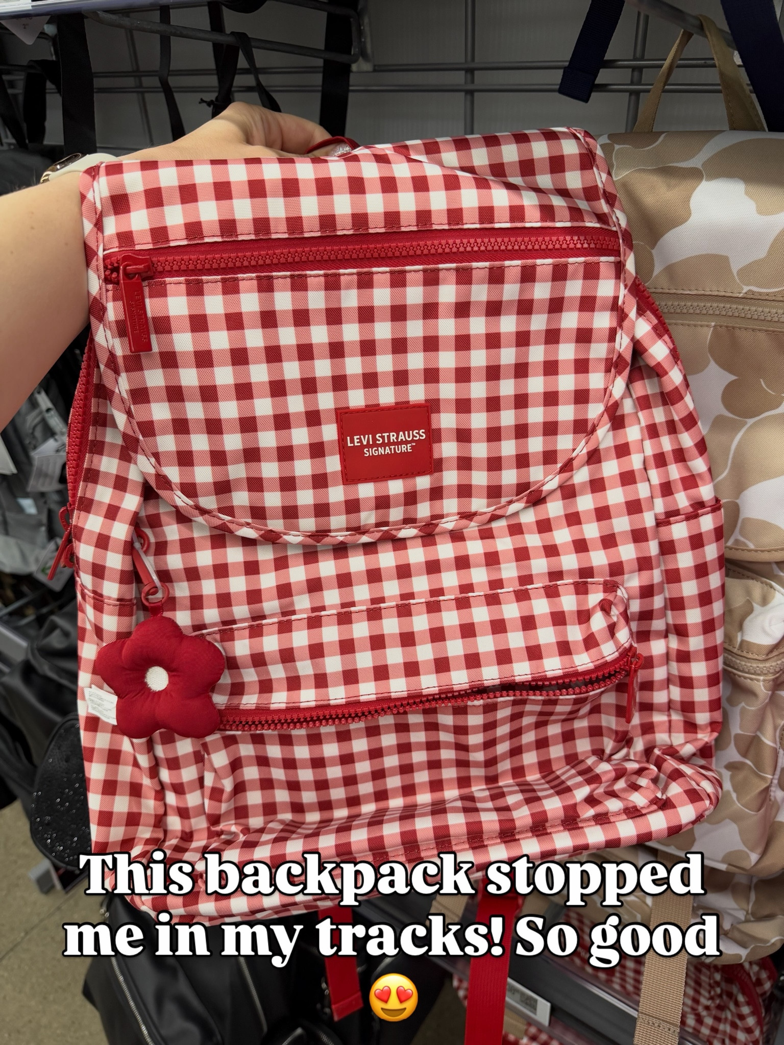 Gingham backpack at Walmart, good size too! #walmartfinds
