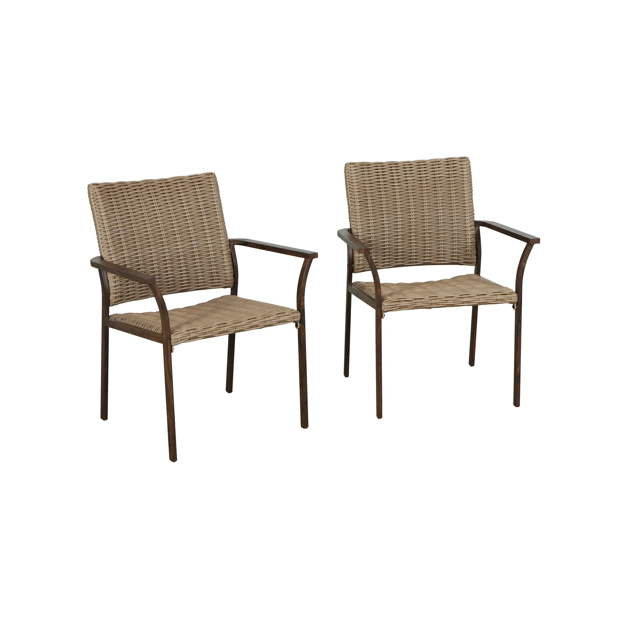 Better Homes & Gardens Bellamy Outdoor 2pk Patio Dining Chairs, Tan Wicker | Walmart (US)