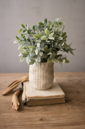 Artificial Sage with Criss Cross White Pot | The Nested Fig