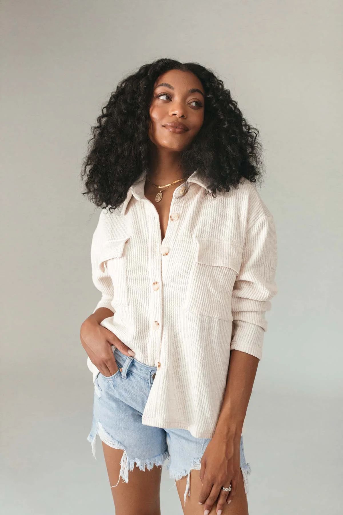 Kylie Ribbed Button Down - FINAL SALE | The Post