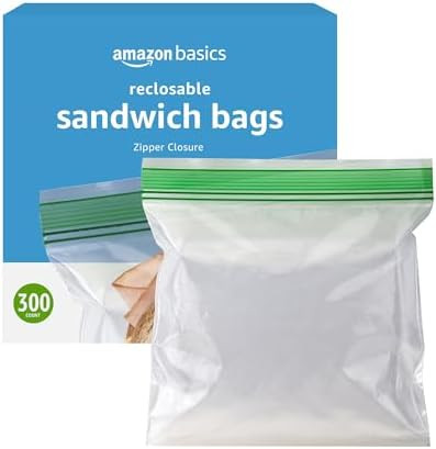 Amazon Basics Resealable Double Zipper Sandwich Storage Bags for Food Storage, 300 Count (Previou... | Amazon (US)