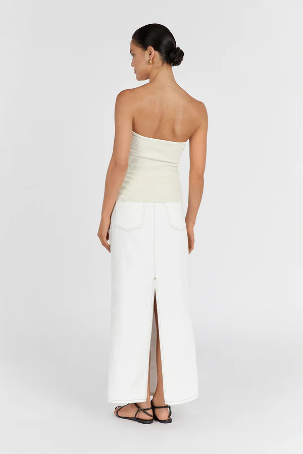 BIANCA CREAM BANDEAU KNIT TOP | DISSH