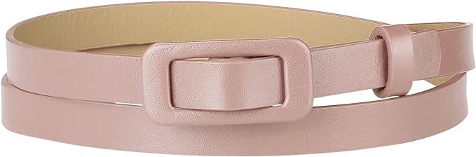 Allegra K Thin Nonporous Waist Belt Rectangle Buckle Plus Size Belts for Jeans Dress | Amazon (US)