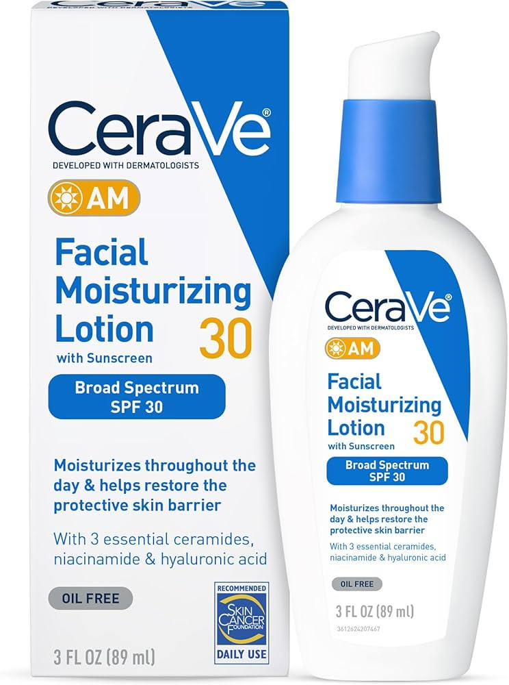 CeraVe AM Facial Moisturizing Lotion with SPF 30, Oil-Free Face Moisturizer with SPF, Formulated ... | Amazon (US)
