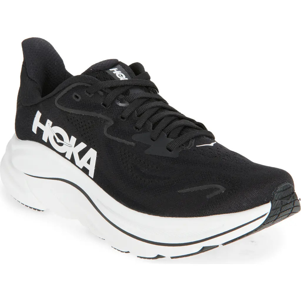 HOKA Clifton 10 Running Shoe in Black /White at Nordstrom, Size 12 | Nordstrom