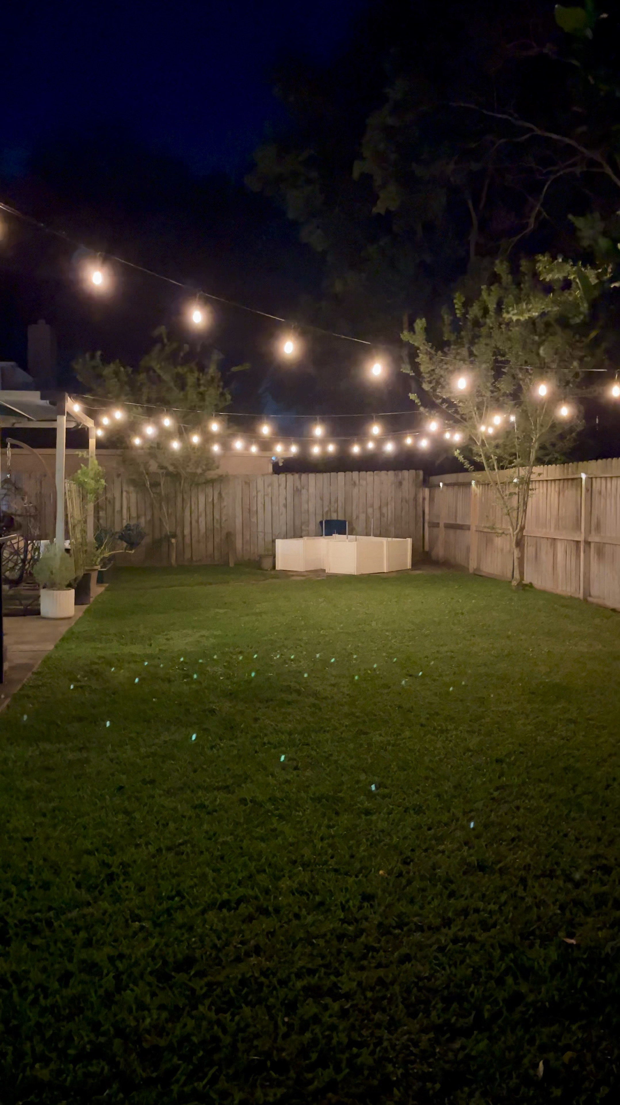 The best thing I’ve done recently-
SMART OUTDOOR LIGHTS - Automated Routine/Timer and control via Alexa. 

The lights only come on in our backyard between certain hours I determined we might enjoy them, and only if the conditions are right- not on evenings that are too chilly! That’s smart, but to take it up a notch, our lights have a bedtime that I’ve set for them to auto shut off and and I don’t have to worry about it. 

Also, I can ask Alexa to turn off the Backyard (all smart enabled devices in my yard including the string lights) or just say goodnight Alexa which I’ve programmed to shut off all my lights by voice command. 

Work smarter not harder y’all! And now I’ve got the perfect environment for lounging on the patio thanks to the dimming feature. 

I have also linked the café, light string light poles that I used to hang these as well as the solar fence lights has shown on the far right. 
Related: spring summer entertaining, landscape lighting, outdoor dining, outdoor lighting, family outdoor space, garden party, home and garden 

#LTKfamily #LTKhome

#LTKSeasonal