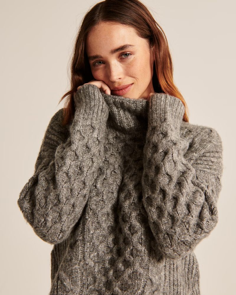 Women's Cable Turtleneck Sweater | Women's New Arrivals | Abercrombie.com | Abercrombie & Fitch (US)