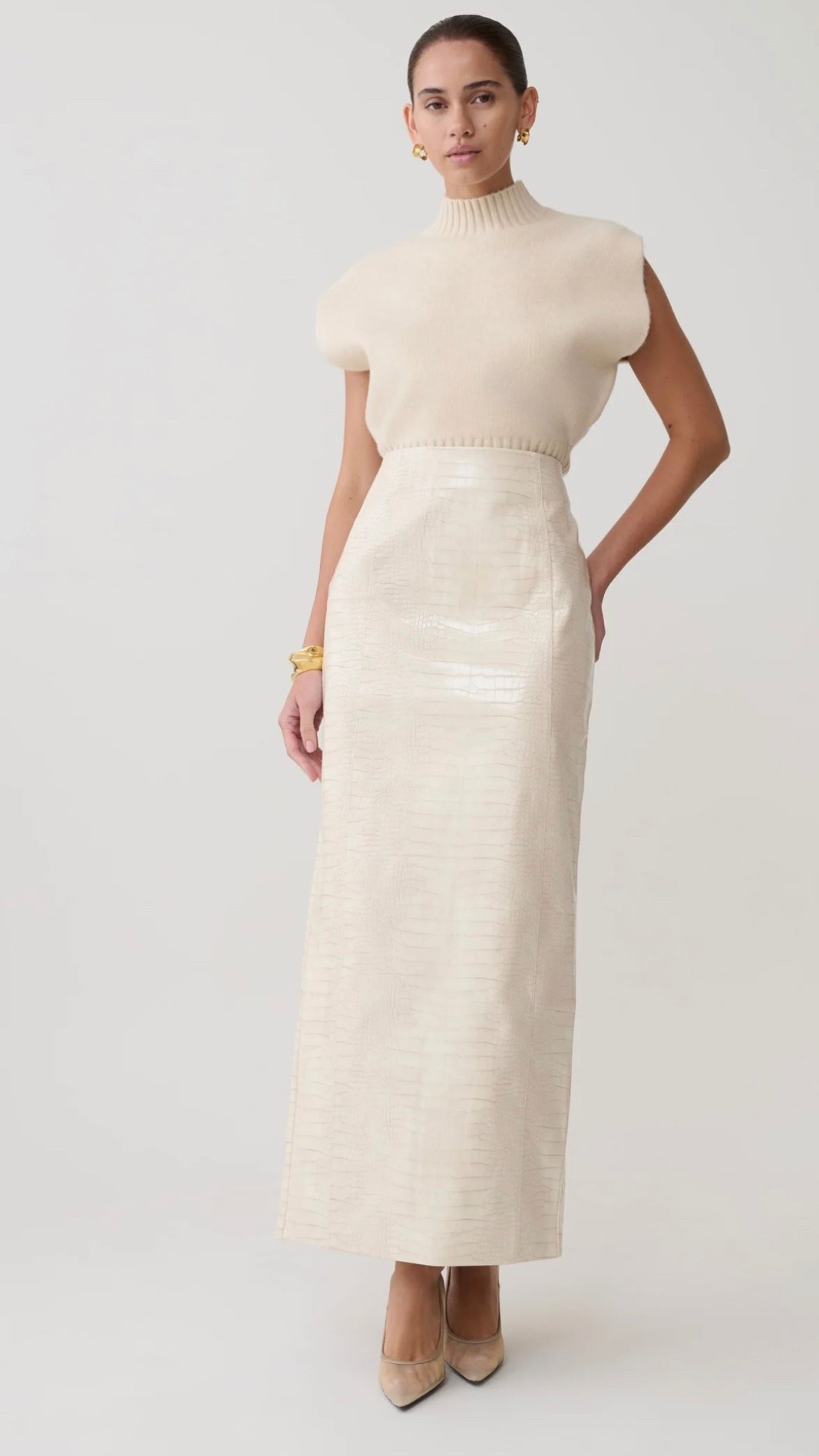 @Meshki US #skirt #midi #chic #cream