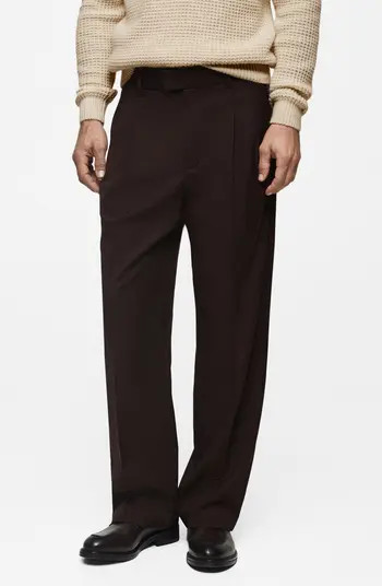 MANGO Regular Fit Pleated Pants | Nordstrom | Nordstrom