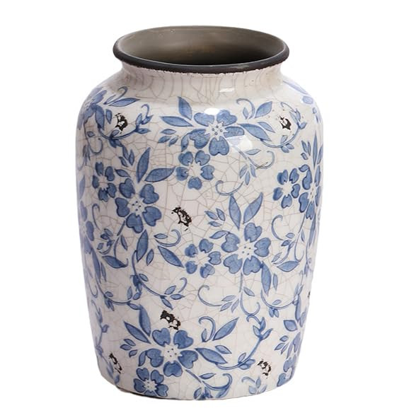Denique Vintage Blue and White Porcelain Vase Ceramic Vase for Home Decor, Retro Crack Blue Flowe... | Amazon (US)