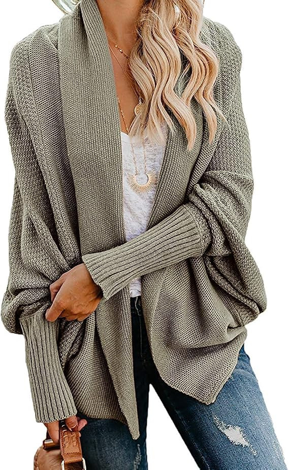 YeMgSiP Womens Chunky Kimono Cardigan Batwing Sleeve Open Front Sweaters Oversized Casual Knit Wi... | Amazon (US)