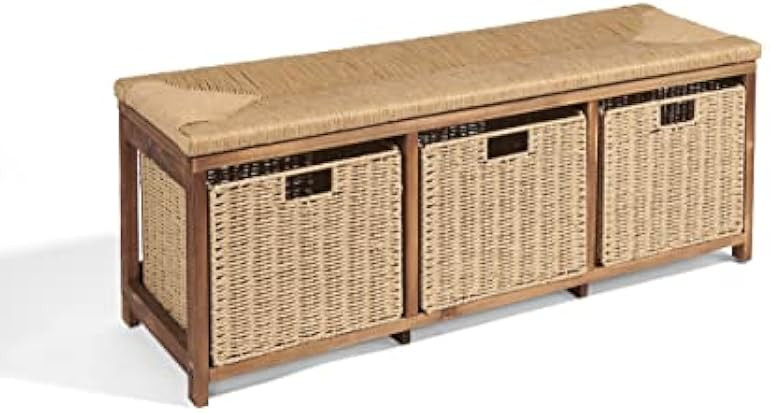 Badger Basket Woven Top and Baskets-Brown Kid's Storage Bench | Amazon (US)