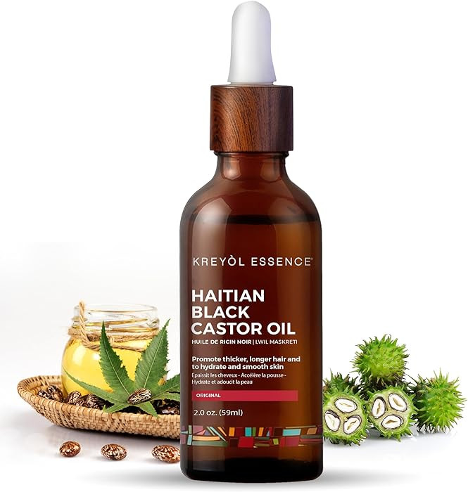 Kreyol Essence - 2 Oz Original Haitian Black Castor Oil, Glass Bottle - Thicker Brows & Longer Ey... | Amazon (US)