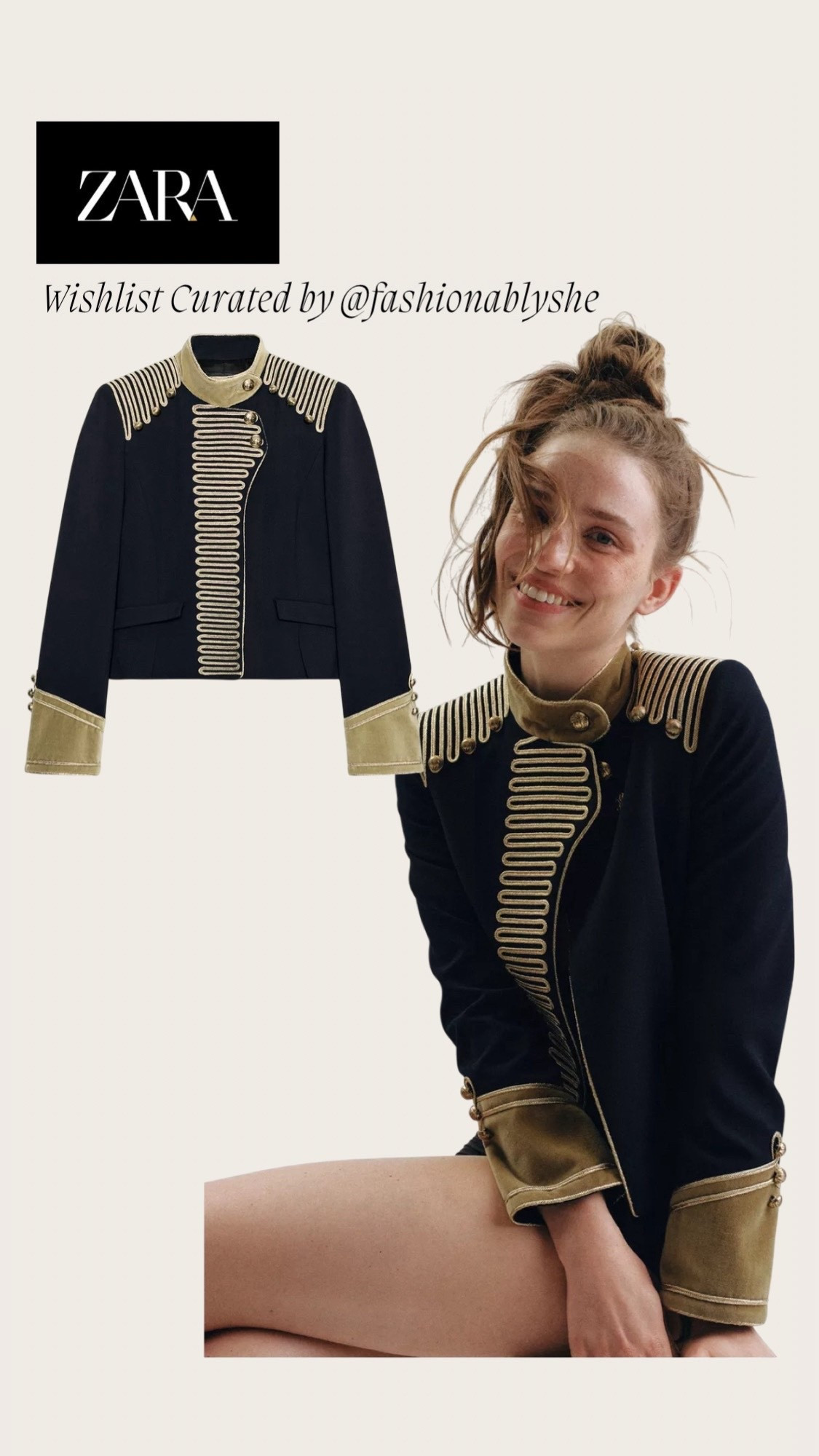 Zara black and gold jacket 

#LTKOver40 #LTKdayinmylife #LTKmomlife