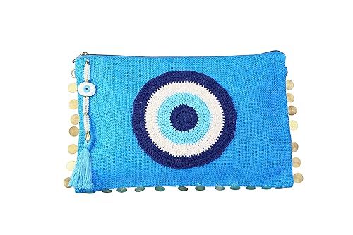 Evil Eye Handmade EGE Jute Clutch Purse Bag Eco Friendly Gift for Women Turquose Handheld Hessian... | Amazon (US)
