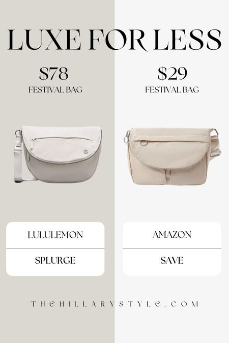 Luxe for Less Festival Bag: lululemon Festival Bag & Amazon Festival Bag. Athleisure, athletic wear, workout outfit, golf outfit, tennis outfit, pickleball outfit, athleisure outfit.

#LTKItBag #LTKActive #LTKFindsUnder50