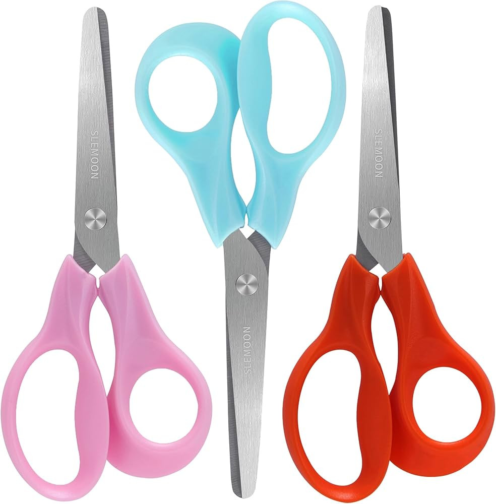 5" Small School Student Blunt Kids Craft Scissors, Sharp Stainless Steel Blades Safety Comfort Gr... | Amazon (US)