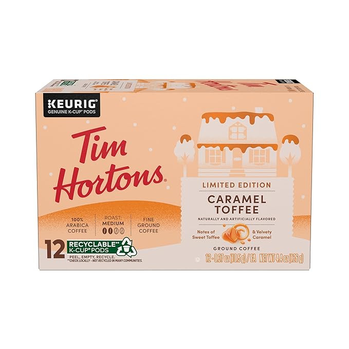 Tim Hortons 12ct KCUPs, Caramel Toffee Flavored 100% Arabica Coffee | Amazon (US)