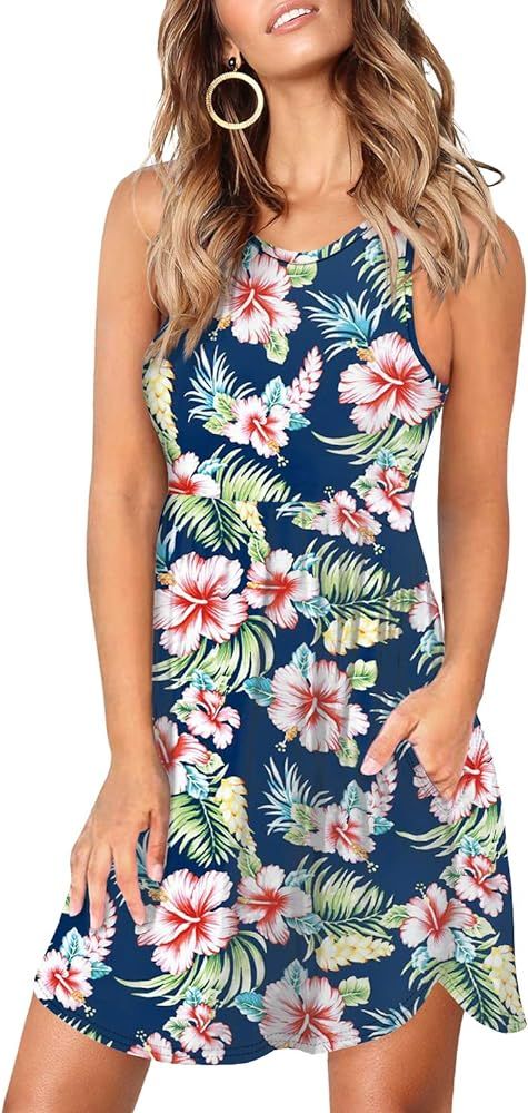 Amoretu Womens Dresses Summer Casual Loose Swing Sundress with Pockets | Amazon (US)