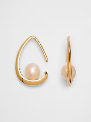 Teardrop Single Pearl Hoop Earrings | Banana Republic Factory