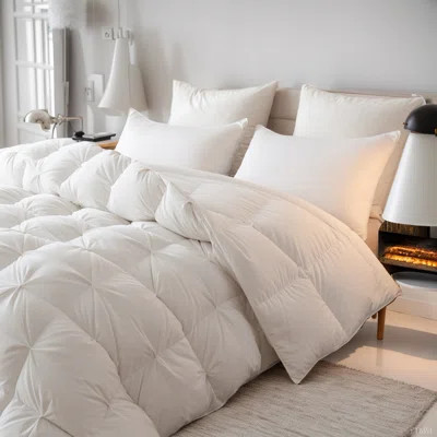 Goose Down Feather Comforter,Luxury Pinch Pleat Duvet Insert 100% Cotton Shell All-Season Breathable&Fluffy Bedding Comforter With 8 Tabs | Wayfair North America
