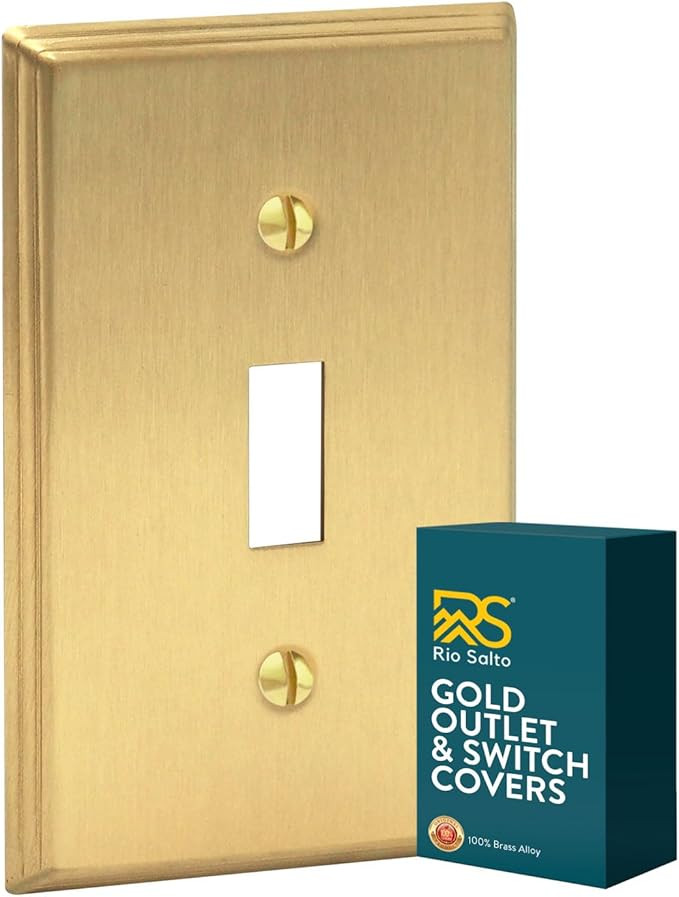 Rio Salto BRASS Metal Gold Toggle Light Switch Covers MID-SIZE Wall Plate Single Togle Switch Wal... | Amazon (US)