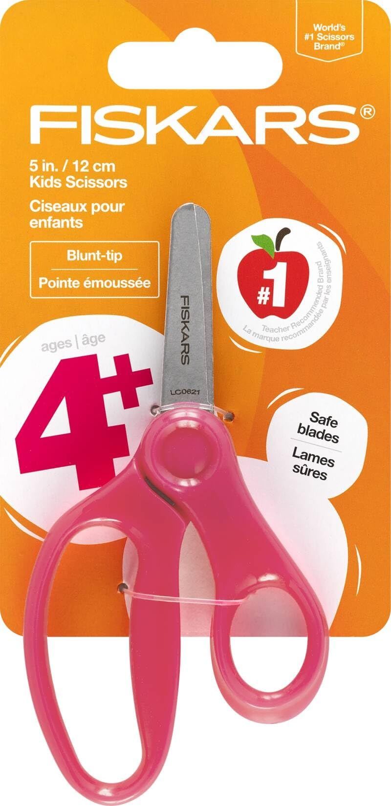 Fiskars 5" Blunt-Tip Scissors for Kids Ages 4-7, For School or Crafting, Premium Pink | Amazon (US)